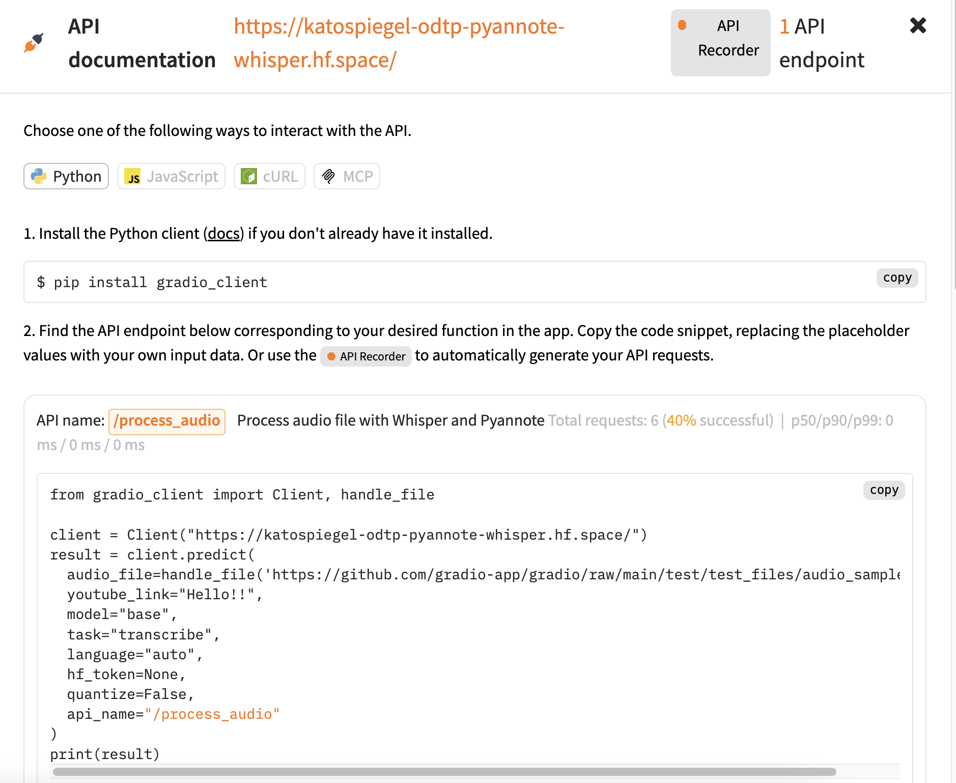 WhisperX API Interface