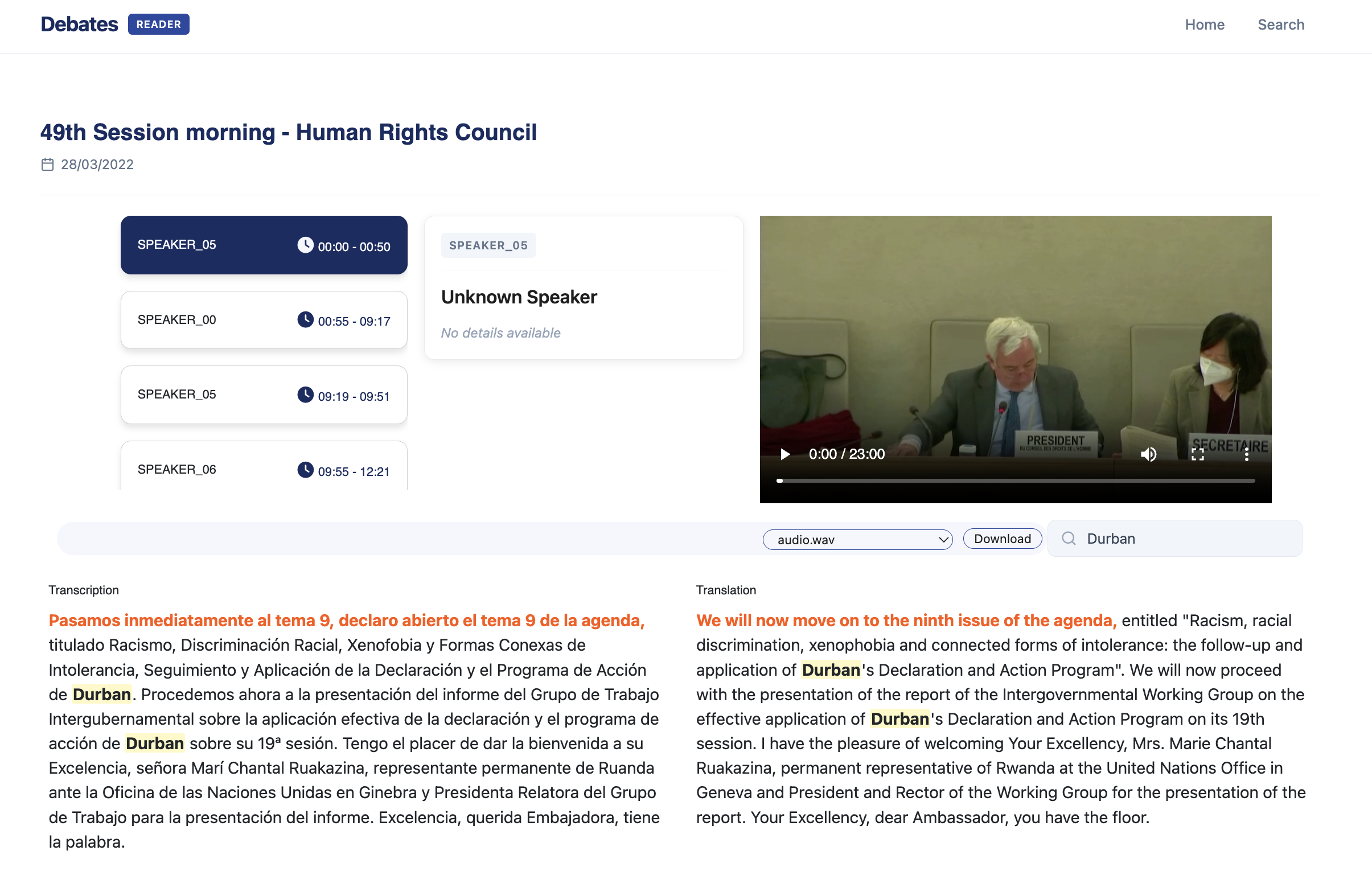 Mediaplayer with search term