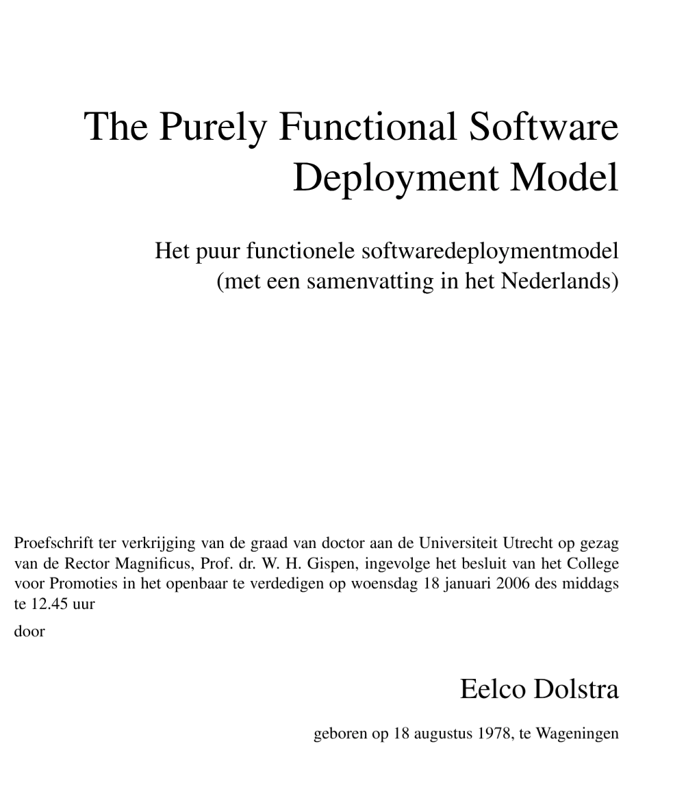 Eelco Dolstra’s PhD Thesis